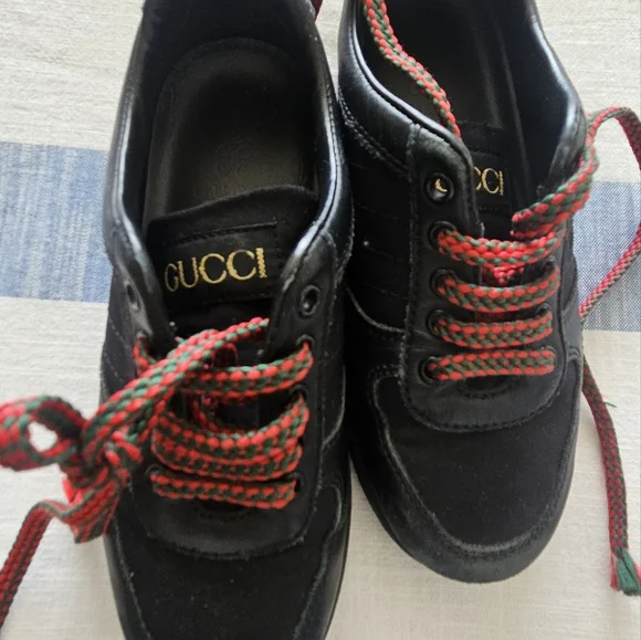 Gucci Black Sneakers with Red Laces